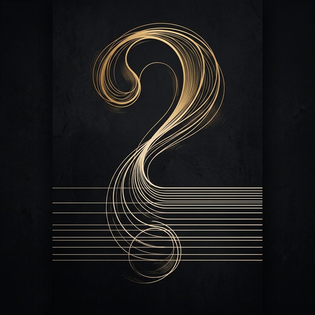 Abstract golden question mark art